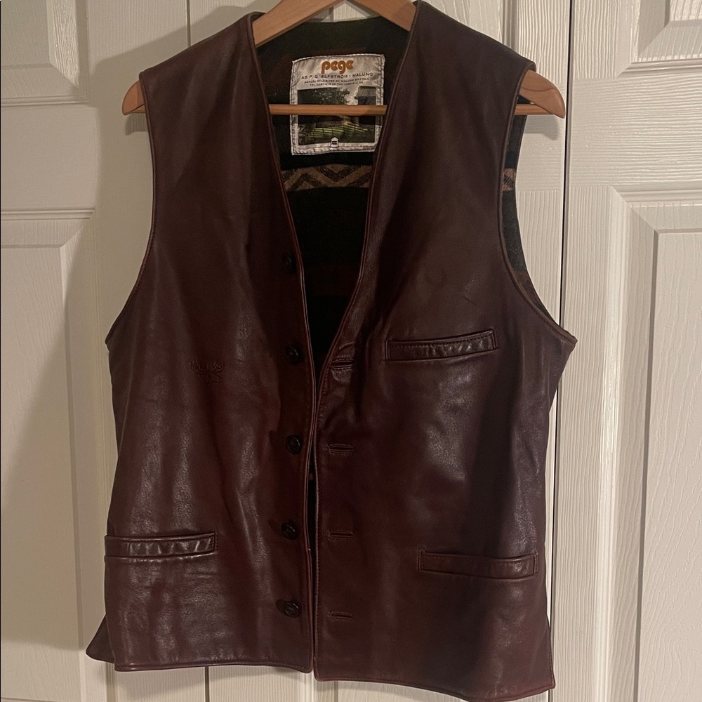 Men's Brown Leather Vest